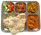 Typical lunch serving with 6 items.